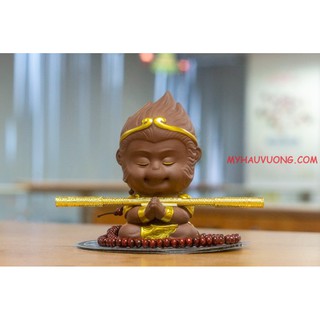Tượng tôn ngộ không - mỹ hầu vương tề thiên đại thánh bằng gốm mạ vàng cao cấp