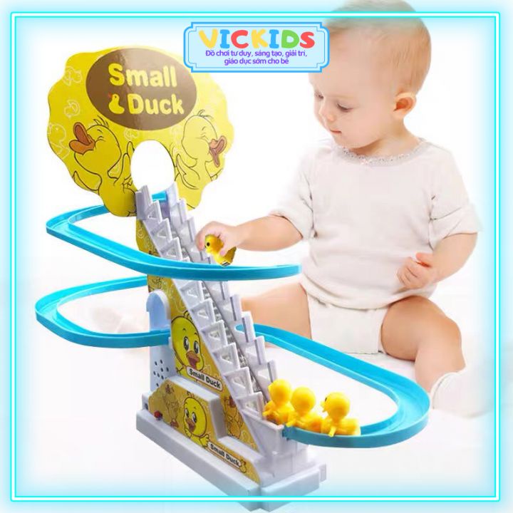 Đồ Chơi Cầu Trượt Vịt Leo Thang, Có Đèn, Có Nhạc Vui Tai Cho Bé Sơ Sinh, Kèm 3 Chú Vịt Con