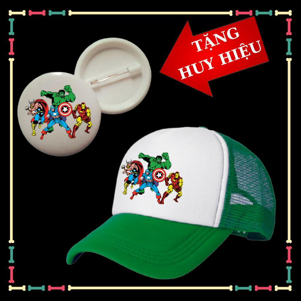 Nón kết bé trai in mẫu siêu anh hùng Marvel siêu ngầu-Tặng Huy hiệu siêu nhân Marvel