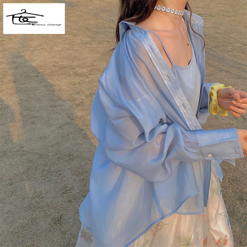 Hàng Có Sẵn Bán Chạy~Áo Sơ Mi Chiffon Bằng Lụa Băng Mỏng Phong Cách Cổ Tích Thời Trang Mùa Hè Dễ Phối Đồ Dành Cho Nữ 2022
