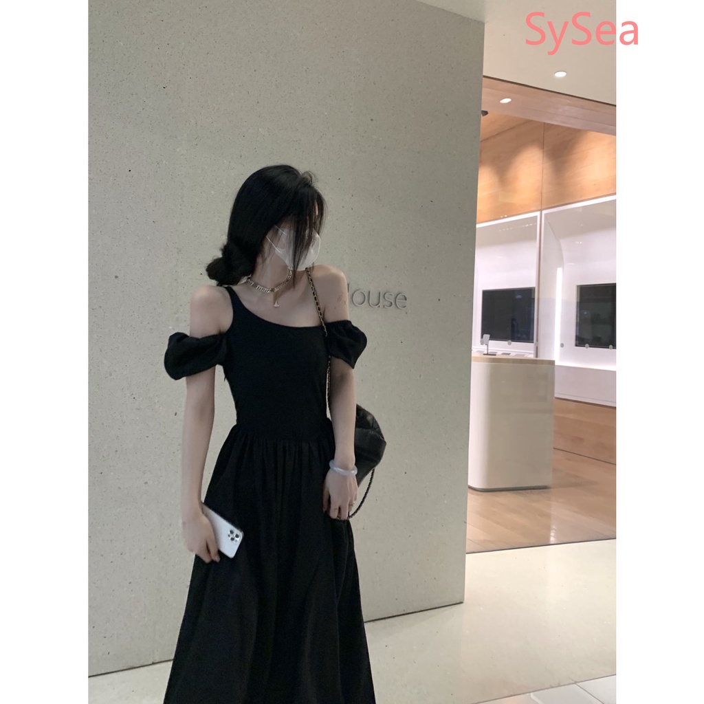 Đầm Đen Bất Đối Xứng Thời Trang Mùa Hè