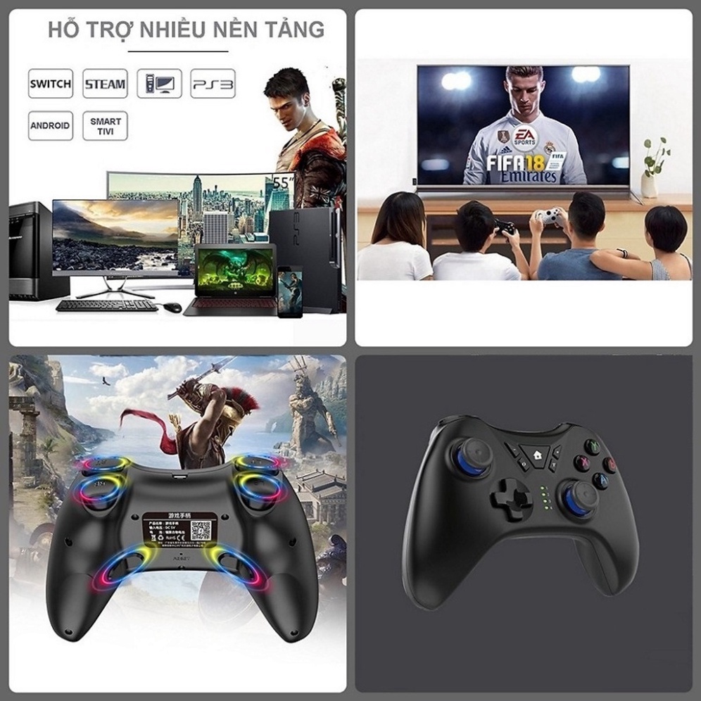 Hỏa TốcTay cầm chơi game PC - Laptop - Điện Thoại - Nintendo Switch kết nối bluetooth dễ dàng tặng kèm cap sạc nhanh