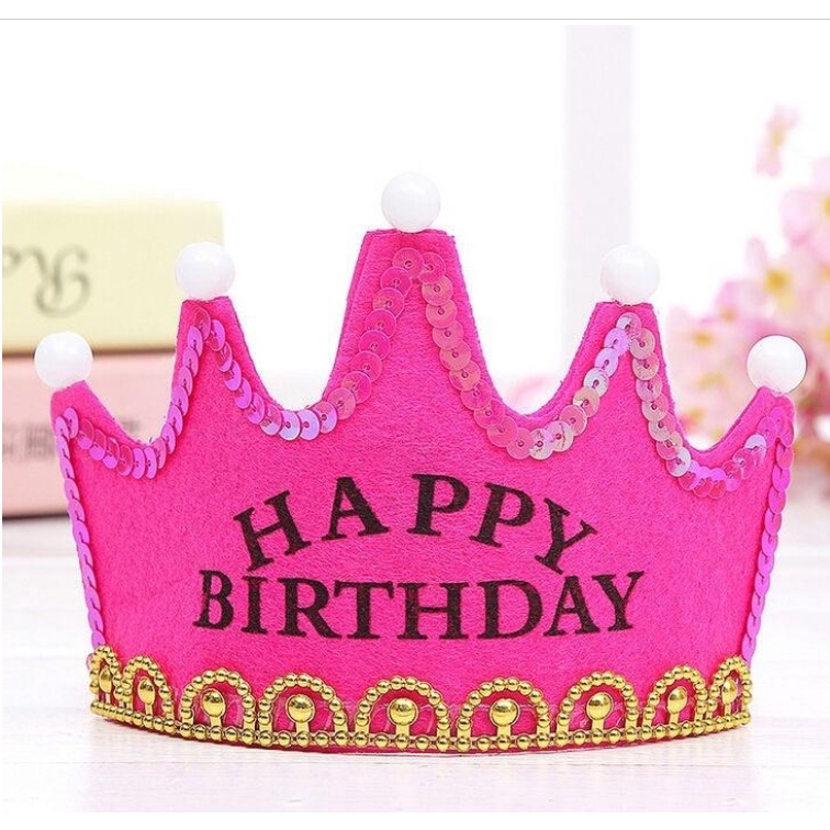 Nón Vương miện sinh nhật phát sáng Cài tóc Happy Birthday Phụ kiện trang trí sinh nhật