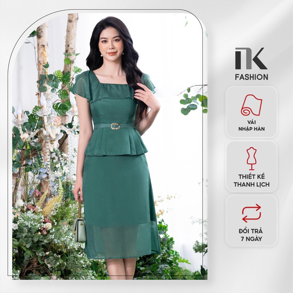 Set Đồ Công Sở Nữ NK Fashion Thiết Kế Áo Peplum Bèo Cổ Kết Hợp Chân Váy Dáng Xòe Nhẹ, Chất Vải Cao Cấp NKBD2203018