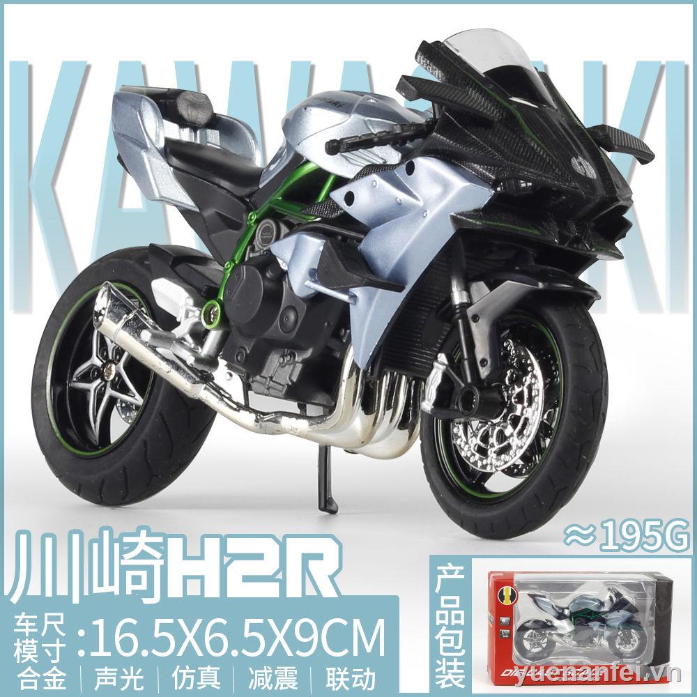 Kawasaki h2r mô hình xe mô tô hợp kim mô phỏng mô hình đầu máy trang trí âm thanh và ánh sáng đồ chơi trẻ em xe hơi món quà cậu bé