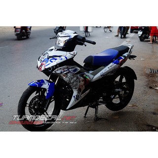 Tem Trùm Exciter 150 Samurai Trắng Xanh