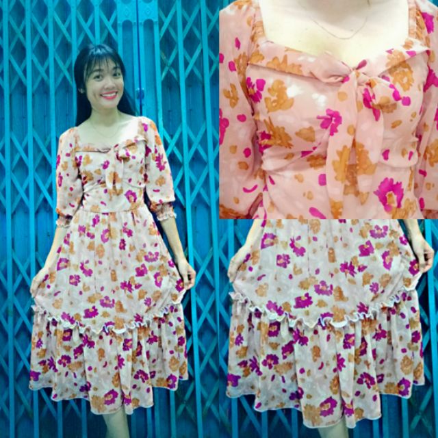 Đầm hoa chân nhún bèo 95k
