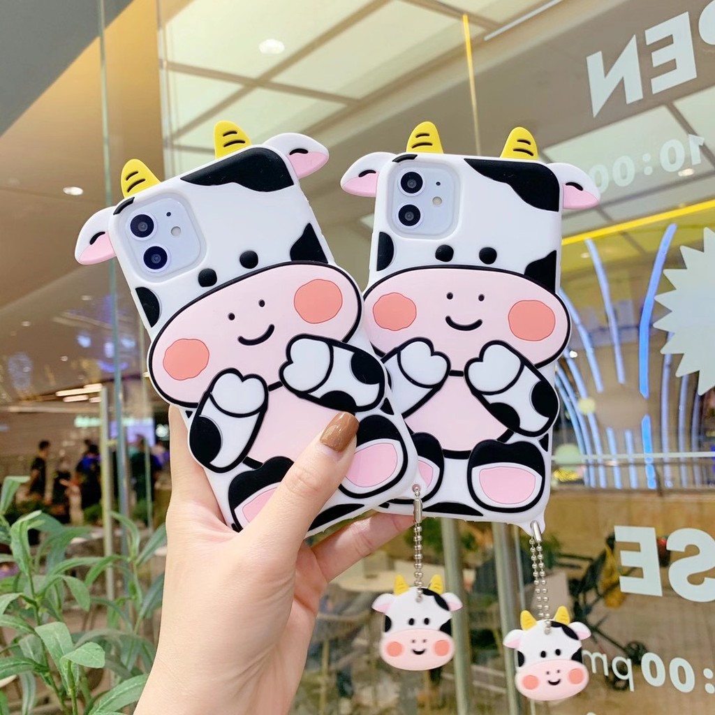 Ốp Điện Thoại Silicon Họa Tiết Chú Bò Dễ Thương Cho iPhone Case 7 8 7 Plus 8 Plus 11