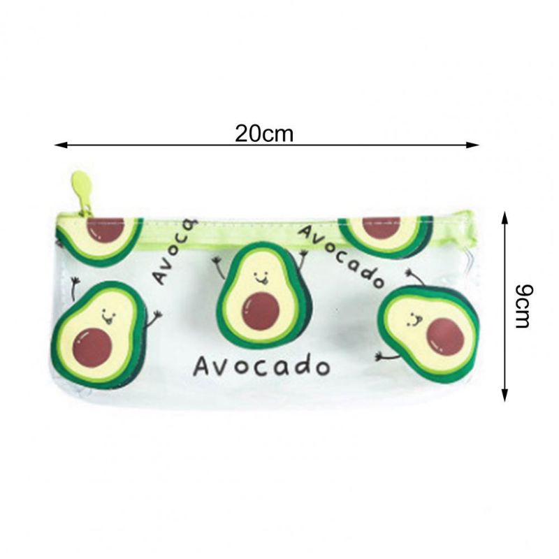 Túi đựng bút nhựa trong suốt kháng nước gọn nhẹ dễ thương họa tiết quả bơ avocado (1 cái)