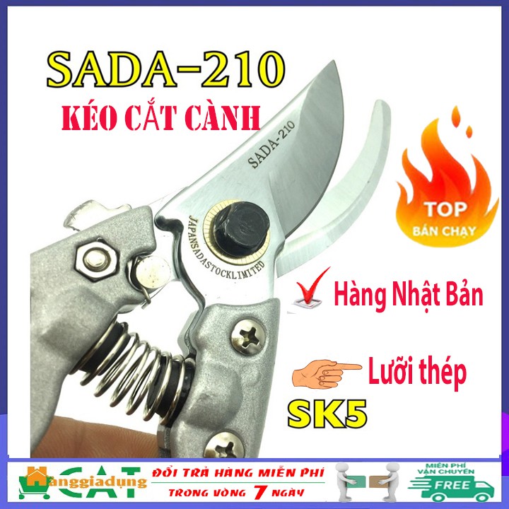 [Hàng Nhật thật] Kéo cắt cành cây cao cấp SADA Nhật Bản lưỡi thép siêu bền, siêu sắc