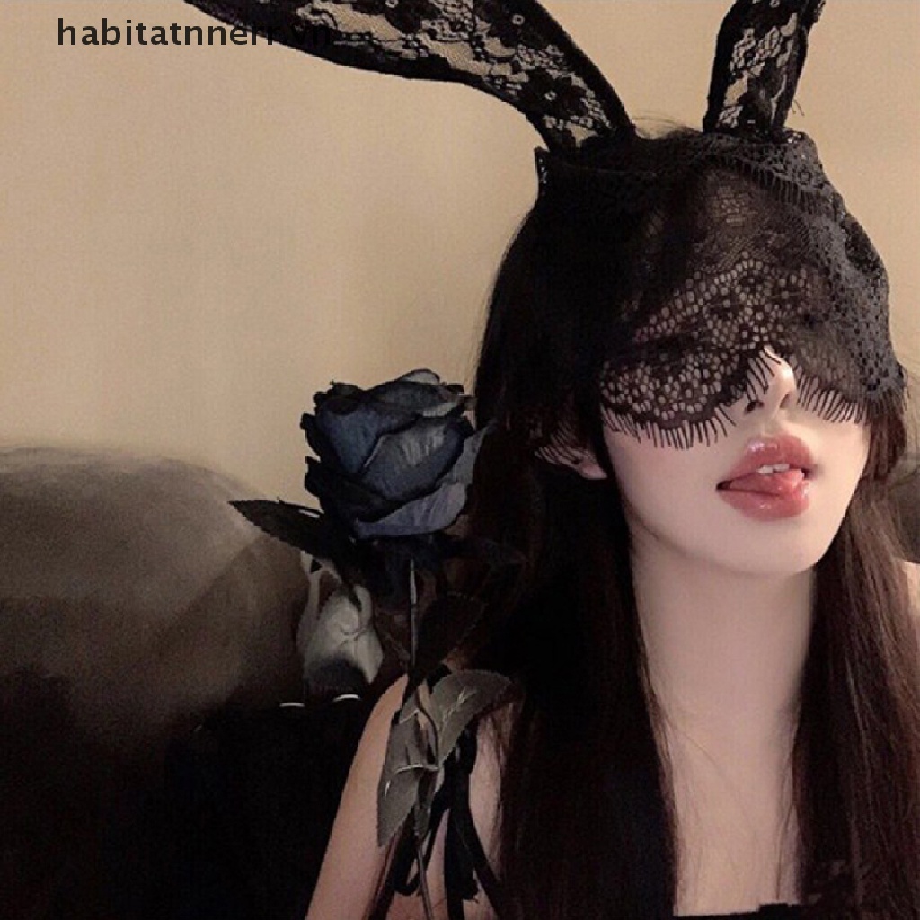 Mặt Nạ Ren Hình Tai Thỏ Màu Đen Gợi Cảm Cho Nữ