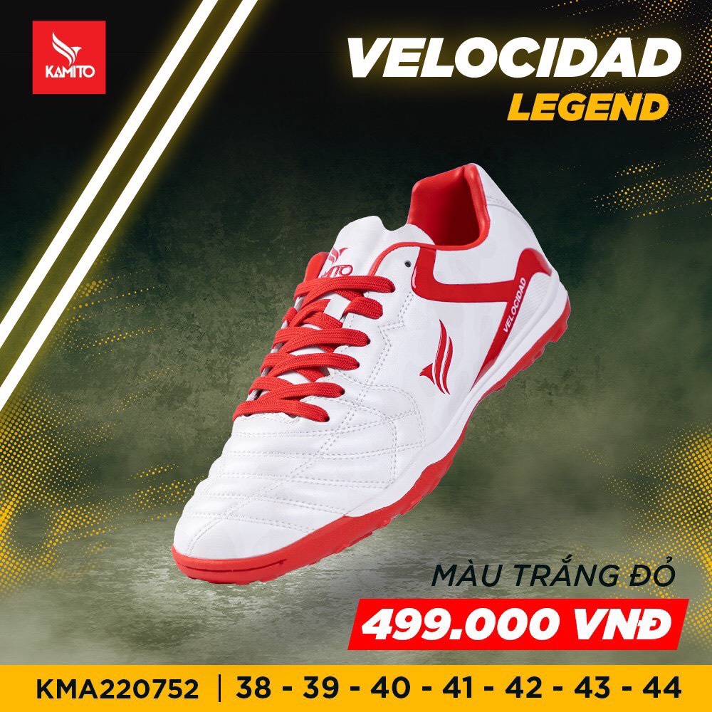 Giày đá bóng Kamito Velocidad Legend TF - KMA220752 - Màu Trắng Đỏ