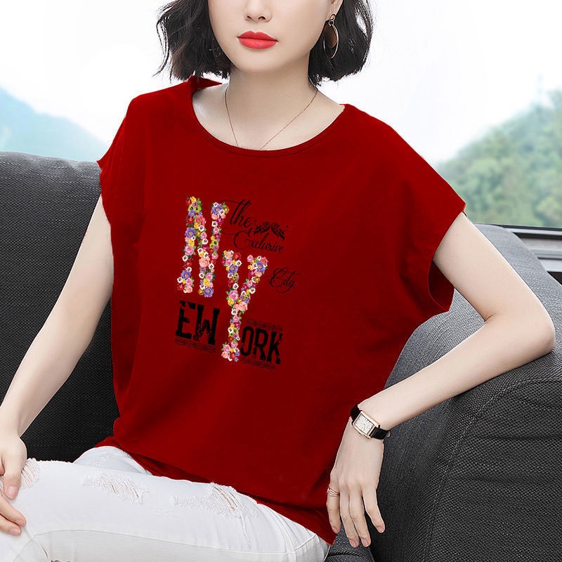 Áo Kiểu cotton Dáng Rộng Màu Trơn Thời Trang Mùa Hè Cho Phụ Nữ Trung Niên