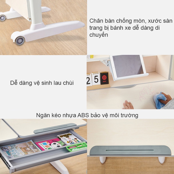Bàn học thông minh chống gù chống cận , tùy chỉnh độ cao mặt bàn hàng nhập khẩu cao cấp