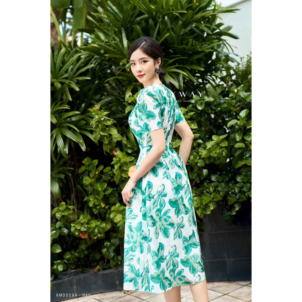 Đầm Nữ Đi Chơi Dự Tiệc MY WAY Dáng Xòe Tay Bồng Họa Tiết Sang Trọng 6MD0294B ha0