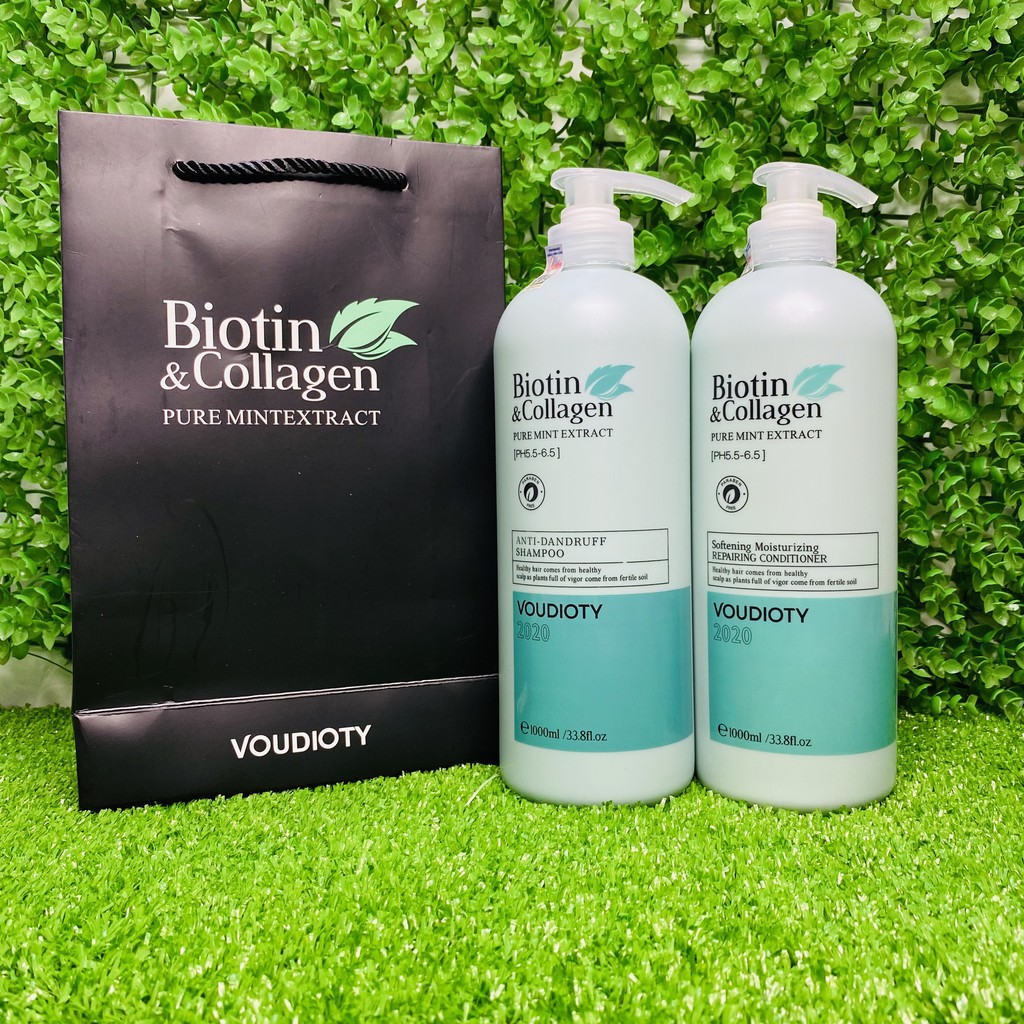 [1000ml] cặp dầu gội xả BIOTIN &amp; COLLAGEN siêu phục hồi tóc -kích thích mọc tóc - kiềm dầu - giảm gàu - tái tạo nang tóc