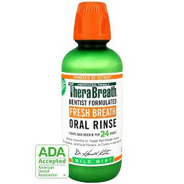 Nước súc miệng TheraBreath 473ml. TheraBreath Fresh Breath Oral Rinse, Mild Mint, 16 Ounce Bottle