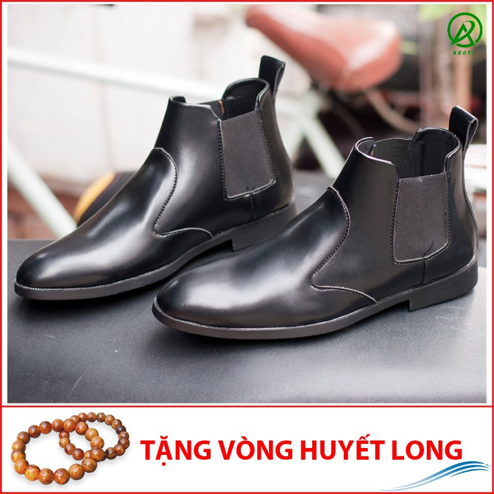 Giày Boot Nam AROTI Cao Cổ Chất Đẹp Cao Cấp,Đế Khâu Siêu Bền, Tăng Chiều Cao 3cm Form Hàn Màu Đen - CB520-NHAM(HL