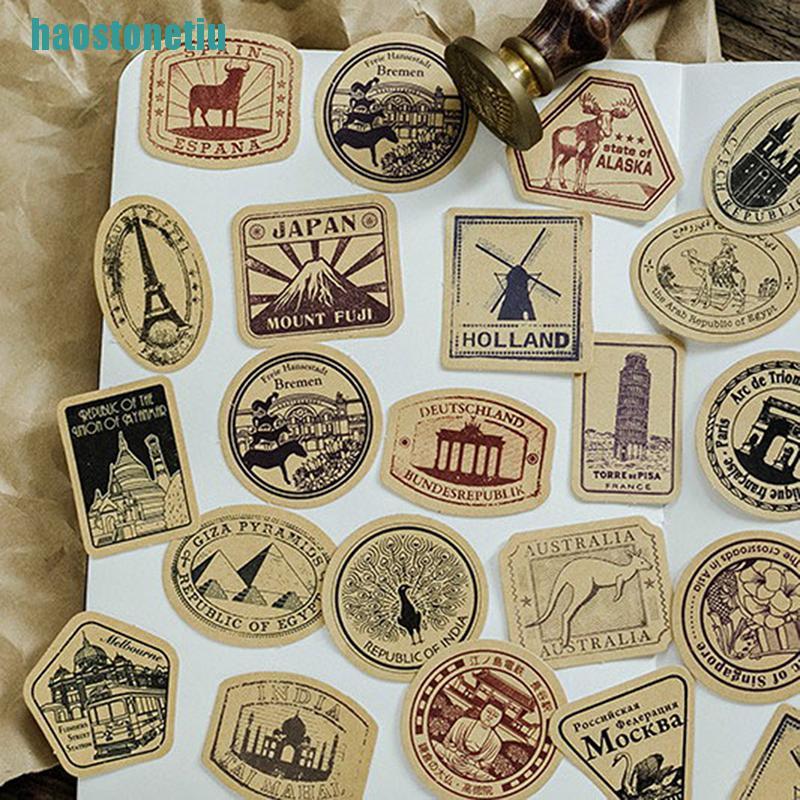 Hộp 46 Miếng Dán Giấy Phong Cách Vintage Dùng Trang Trí Nhật Ký / Quà Tặng DIY