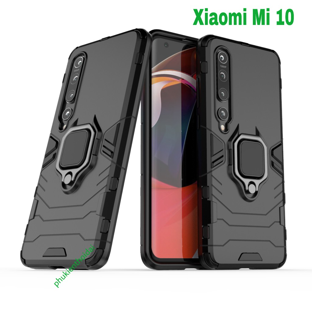 Ốp lưng Xiaomi Mi 10 chống sốc Iron Man Iring cao cấp giá đỡ xem phim 1