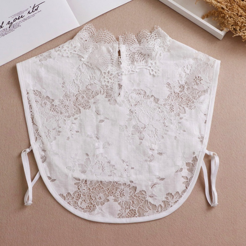 Cổ áo giả kiểu chui đầu vải ren khoét lỗ rỗng phong cách Hàn Quốc thanh lịch cho phụ nữ