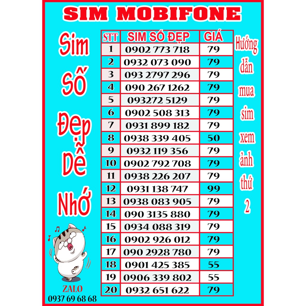 SIM MOBI SỐ ĐẸP TẶNG PHÚT GỌI, TẶNG DATA 002