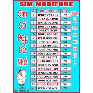 SIM MOBI SỐ ĐẸP TẶNG PHÚT GỌI, TẶNG DATA 002