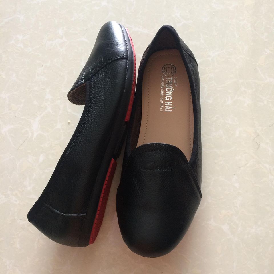 Giày búp bê da bò đen Trường Hải trơn TH060 | BigBuy360 - bigbuy360.vn