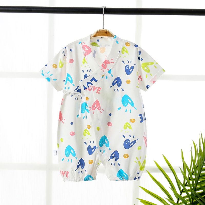 Áo liền quần tay ngắn vải cotton mềm mại thời trang mùa hè cho bé sơ sinh