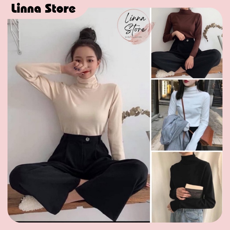 Áo giữ nhiệt cao cổ dài tay 🍉 áo nỉ giữ nhiệt 4 màu cổ lọ dài tay chất liệu nỉ, ấm, áo ôm body tôn dáng