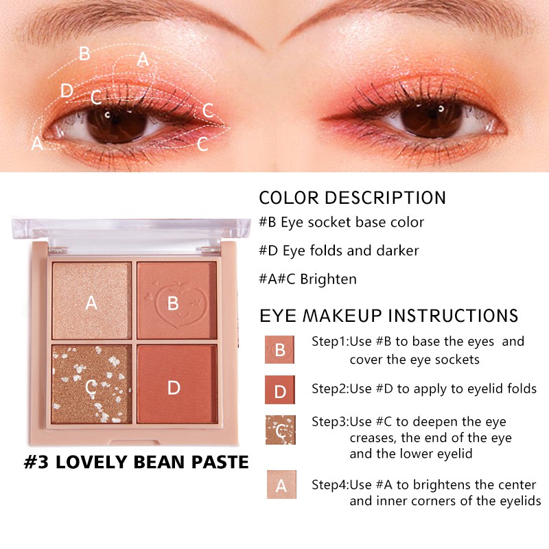 Bảng Phấn Trang Điểm Mắt SANIYE E0430 4 Màu Chống Thấm Nước 3.2g | BigBuy360 - bigbuy360.vn