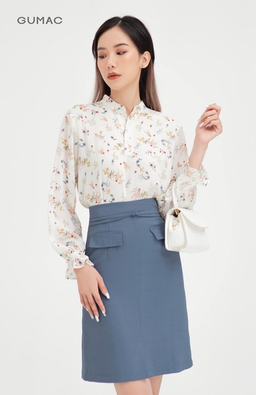 [Mã WABRGU100 giảm 15% đơn 249K tối đa 100k] Áo sơ mi nữ họa tiết hoa GUMAC thiết kế tay dài sang trọng AB493 | BigBuy360 - bigbuy360.vn