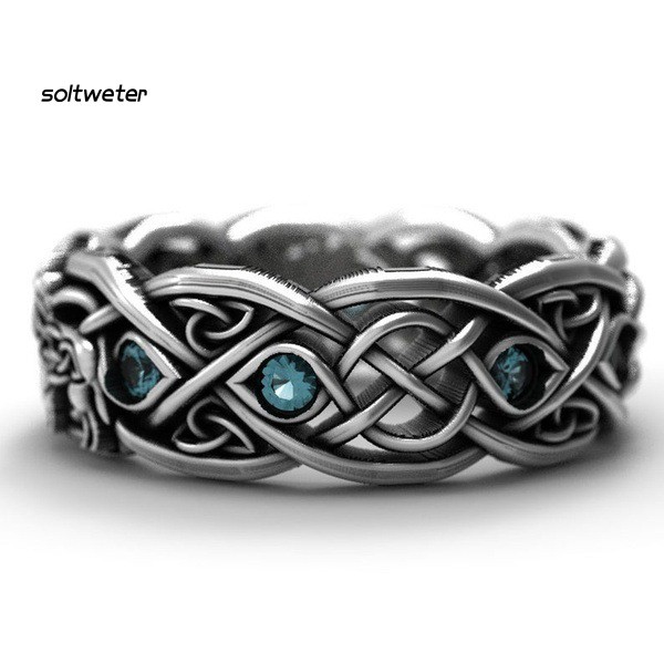 Nhẫn Mạ Bạc Đính Đá Topaz Nhân Tạo Phong Cách Cổ Điển Dành Cho Nam Và Nữ