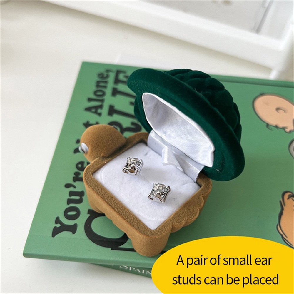 Cod Qipin Hộp Đựng Nhẫn Đính Hôn / Trang Sức Hình Chú Rùa Vui Nhộn Bằng Nhung Vintage