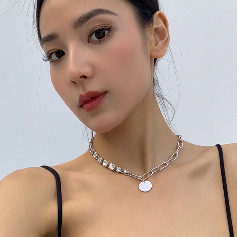 Vòng cổ 2 nửa khác biệt kiểu đính đá và xích DCX80 Mayconner