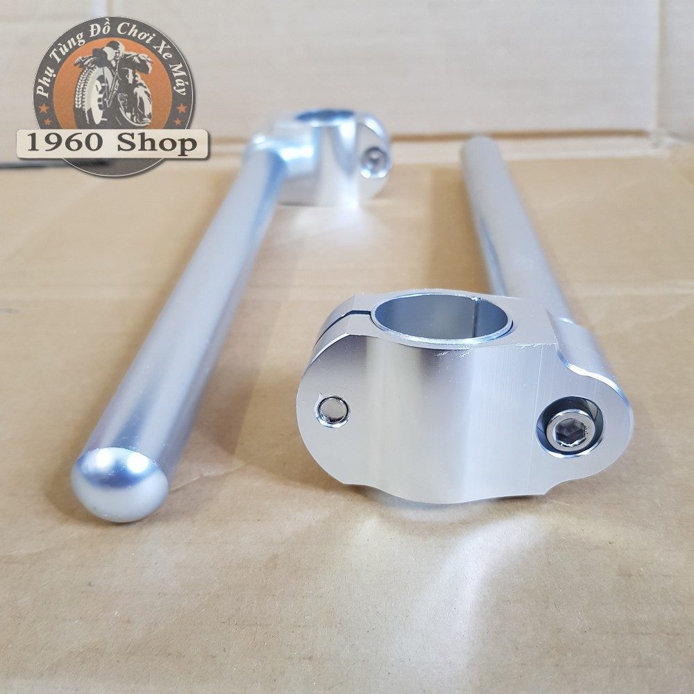 Ghi đông clip on Cafe racer nhôm cnc nguyên khối kích thước cho phuộc 26- 33mm Phù hợp độ Cafe Racer Tracker Win CD 67