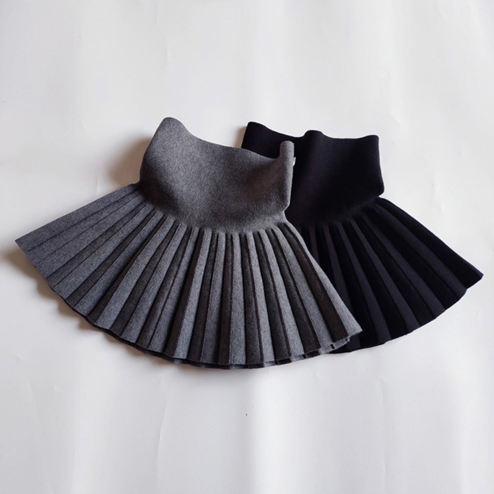 Chân Váy Len Lưng Cao Xếp Ly Màu Trơn Thời Trang Mùa Thu Xinh Xắn Cho Bé Gái