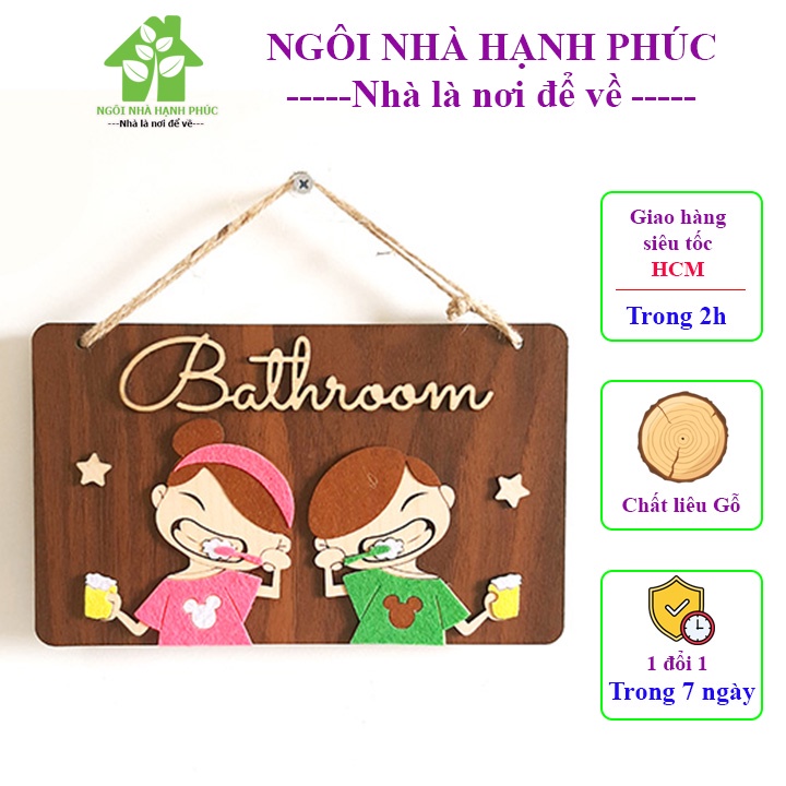 Bảng gỗ decor trang trí treo cửa toilet WC 🚀Freeship EXTRA🚀 Mẫu BM_016 SIÊU CUTE