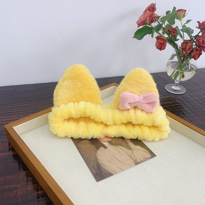 Băng Đô Cài Tóc Rửa Mặt Co Giãn Bản Rộng Bằng Vải Lông Hình Bướm Dễ Thương Phong Cách Hàn Quốc Cho Nữ