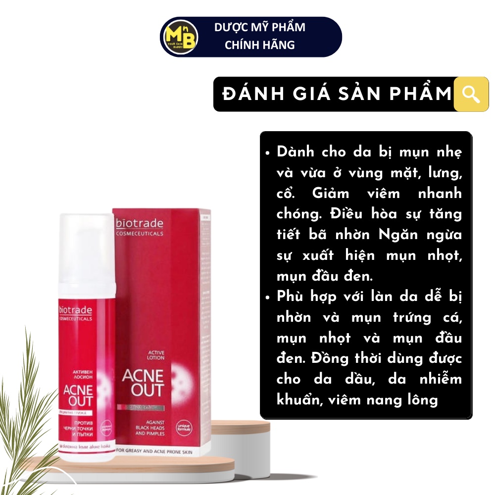 Dung dịch giảm mụn Biotrade Acne Out Active Lotion 10ml Cream 5ml