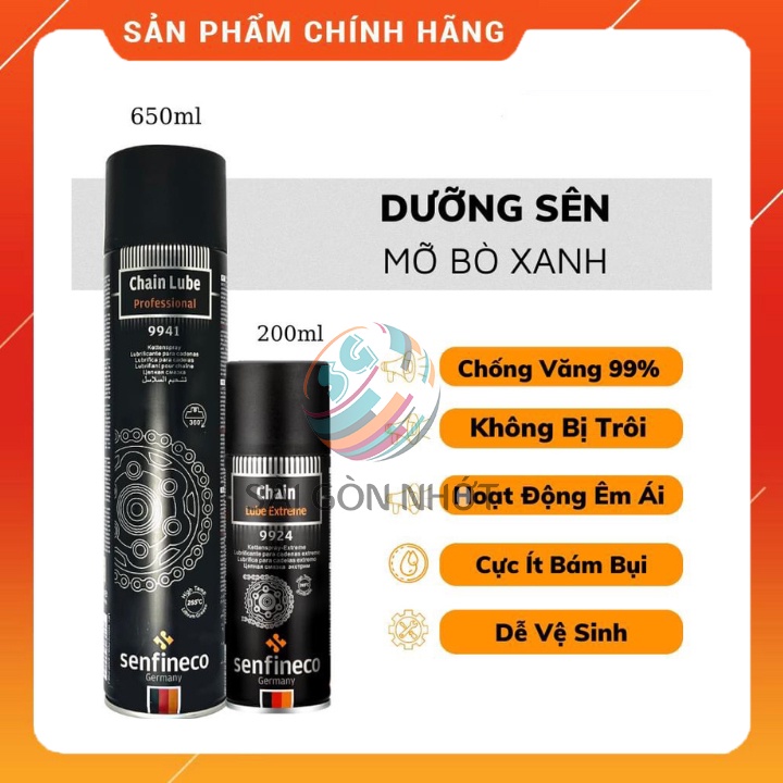 Chai Xịt dưỡng sên mở bò xanh SENFINECO 9924 200ml + SENFINECO 9941 650ML - cao cấp, không văng