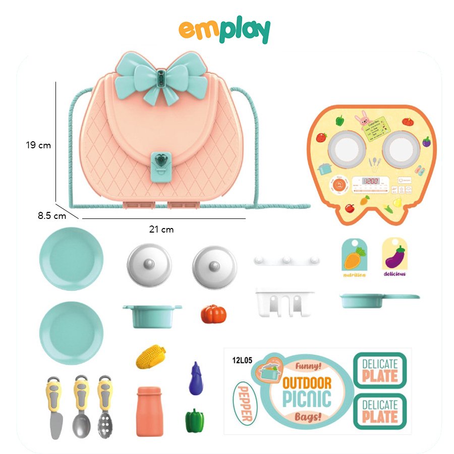 Bộ đồ chơi nấu ăn trang điểm bác sĩ Emplay thiết kế nhựa ABS cao cấp màu sắc sinh động giúp kích thích thị giác