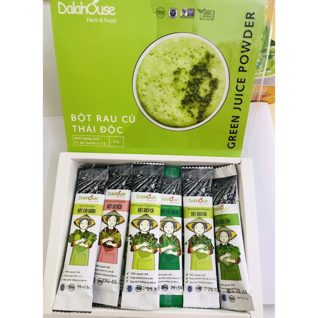 Bột rau củ thải độc detox Dalahouse sấy lạnh nguyên chất 21 gói x 3gr