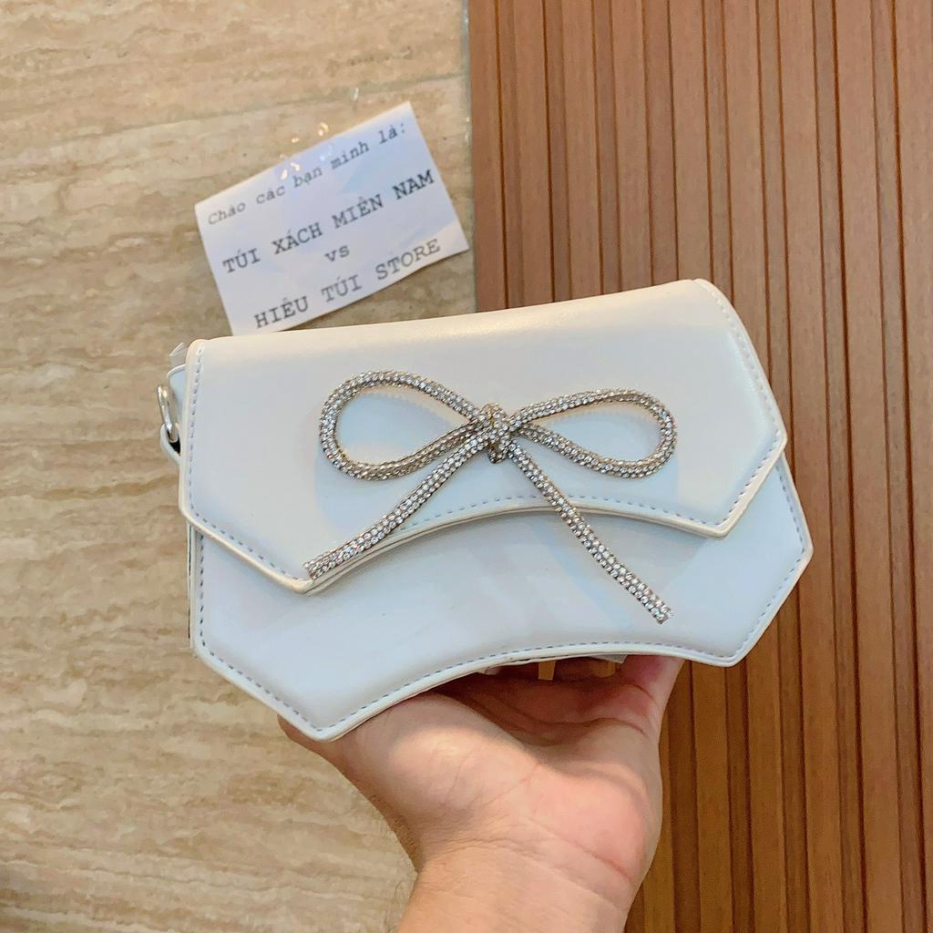 Túi xách đeo chéo nữ hình nơ đính đá sang trọng thời trang Hàn Quốc DIOMI 855