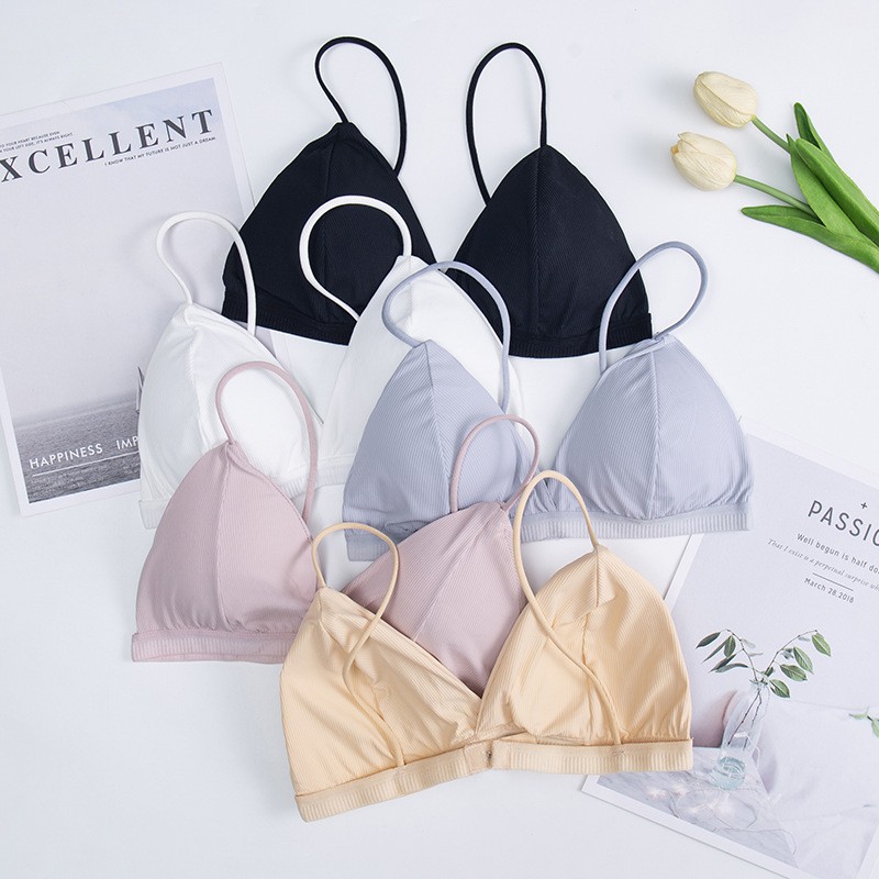 BR07 Áo bra COTTON gân tăm dây mảnh khoét ngực sâu | BigBuy360 - bigbuy360.vn