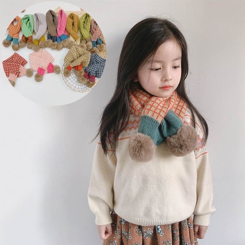 Khăn choàng cổ 75cm mềm mại giữ ấm cho bé gái