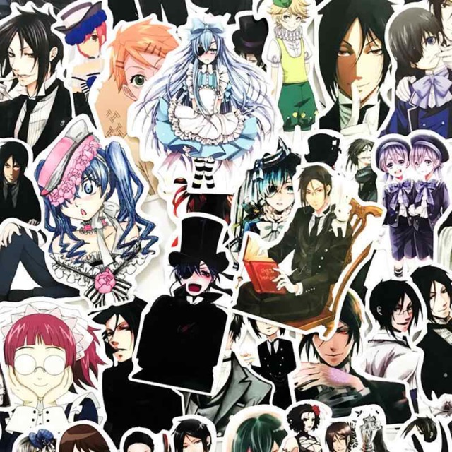 Sticker hắc quản gia 30 cái ép lụa , sticker anime kuroshitsuji lhacs nhau