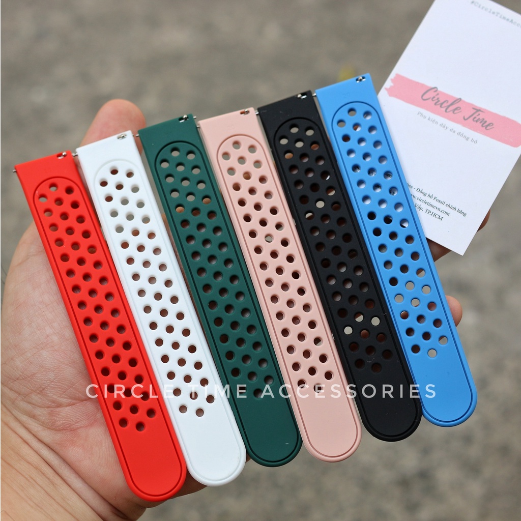 Dây đồng hồ cao su chốt thông minh thoáng mát size 20 và 22 cho đồng hồ thông minh và truyền thống - CT03C