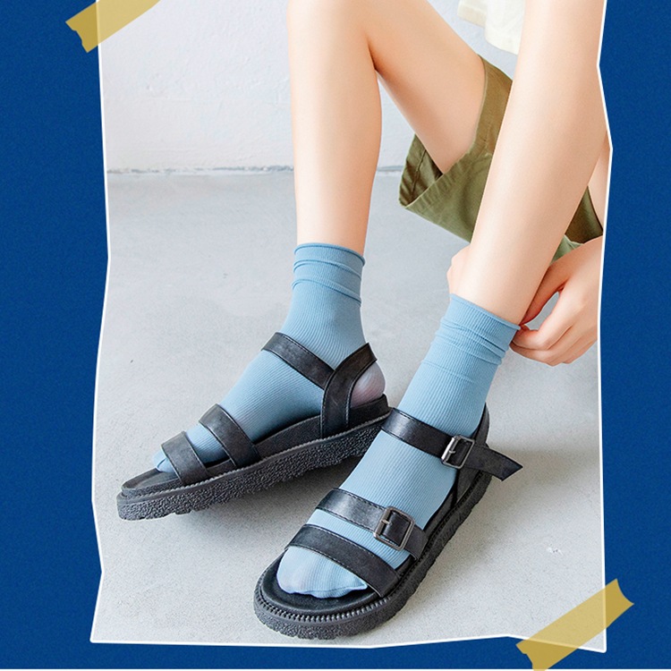 IELGY   Vớ Ống Mỏng Xoay Tròn Màu Trơn Băng Hợp Thời Trang Cho Nữ