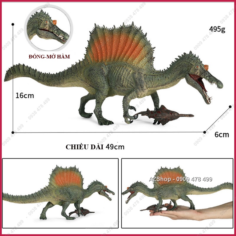 Mô Hình Khủng Long Thằn Lăn Cá Sấu Gai Spinosaurus Bắt Cá - Size Lớn - 7712.1